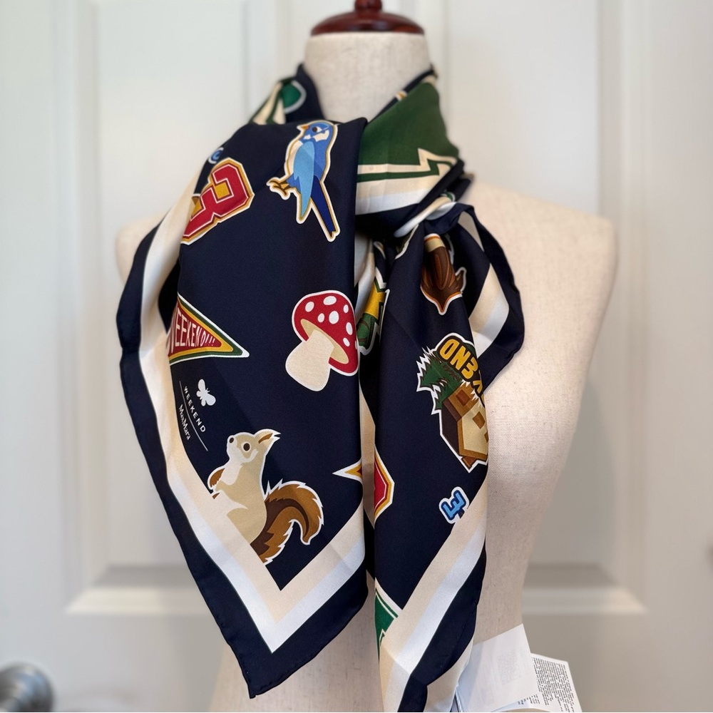 NWT Max Mara Weekend Label-cut Printed Silk Twin Scarf Spring